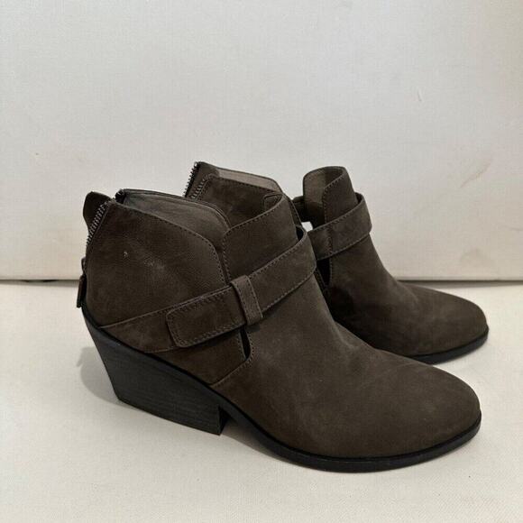 Eileen Fisher Ives Ankle Booties Nubuck Suede Leather Heeled Womens Size 8.5 - Picture 1 of 10
